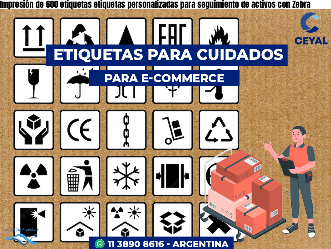 Impresión de 600 etiquetas etiquetas personalizadas para seguimiento de activos con Zebra