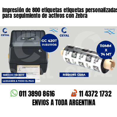 Impresión de 800 etiquetas etiquetas personalizadas para seguimiento de activos con Zebra