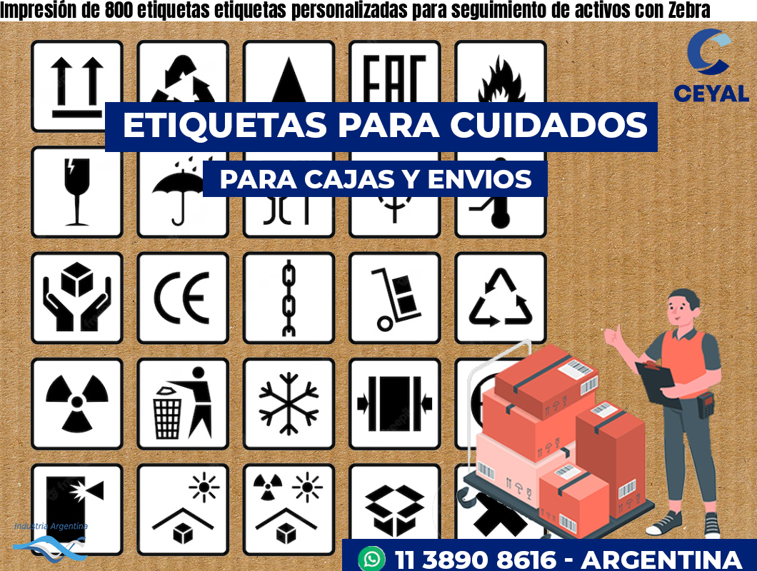 Impresión de 800 etiquetas etiquetas personalizadas para seguimiento de activos con Zebra