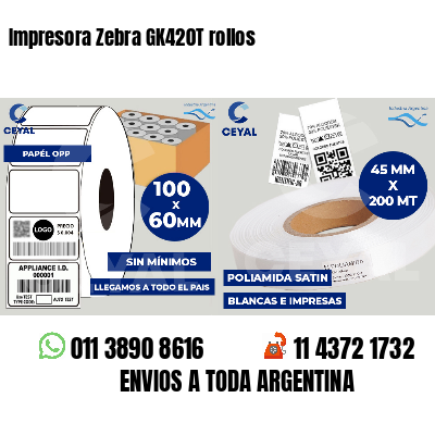 Impresora Zebra GK420T rollos