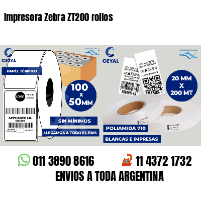 Impresora Zebra ZT200 rollos