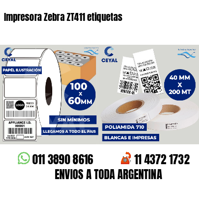 Impresora Zebra ZT411 etiquetas
