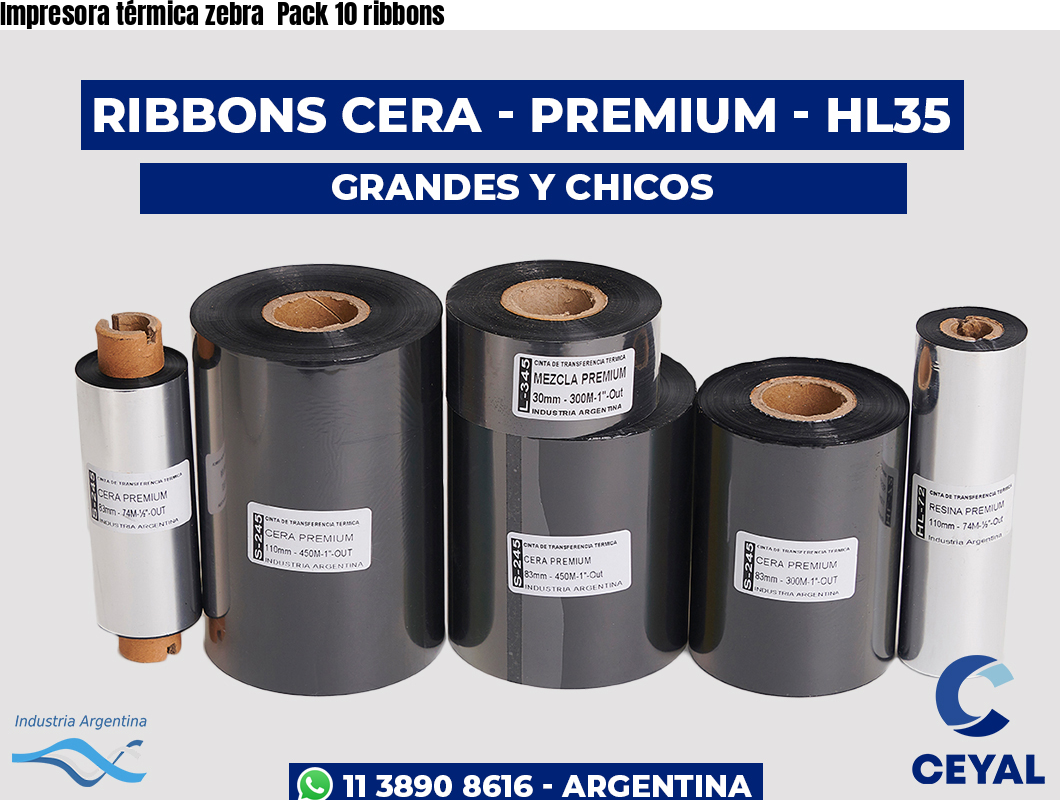 Impresora térmica zebra  Pack 10 ribbons