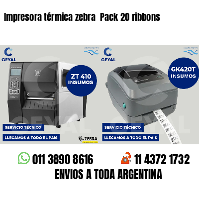Impresora térmica zebra Pack 20 ribbons