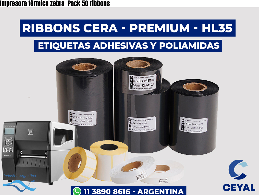 Impresora térmica zebra  Pack 50 ribbons