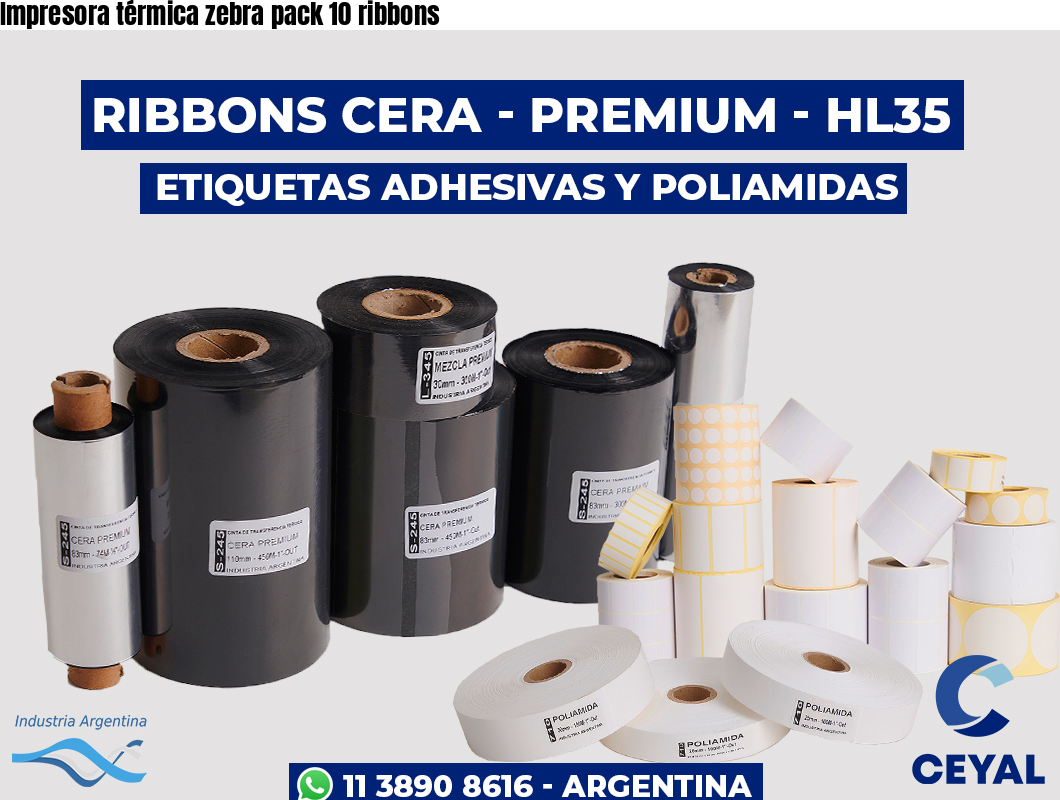 Impresora térmica zebra pack 10 ribbons