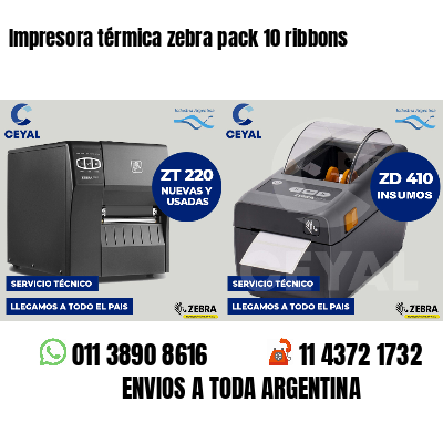 Impresora térmica zebra pack 10 ribbons