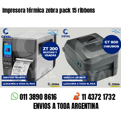 Impresora térmica zebra pack 15 ribbons