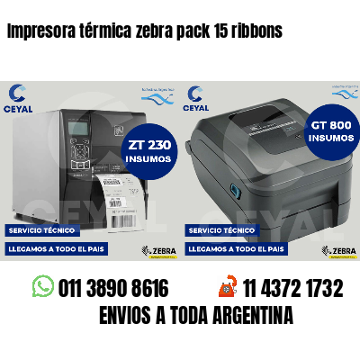 Impresora térmica zebra pack 15 ribbons