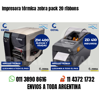 Impresora térmica zebra pack 20 ribbons
