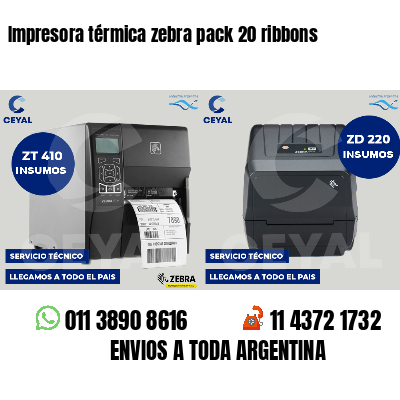 Impresora térmica zebra pack 20 ribbons