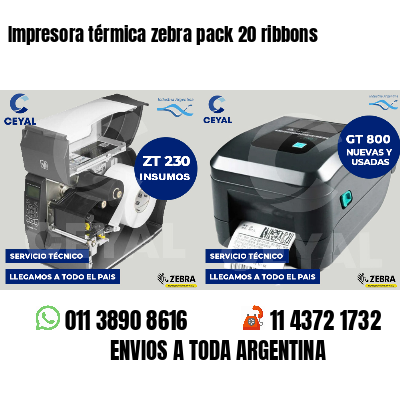 Impresora térmica zebra pack 20 ribbons