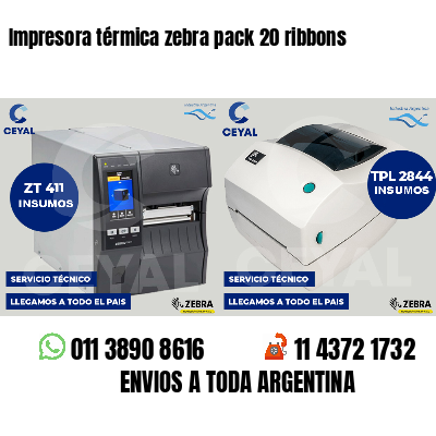 Impresora térmica zebra pack 20 ribbons