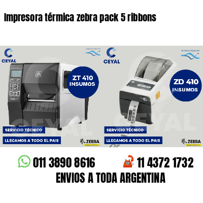 Impresora térmica zebra pack 5 ribbons