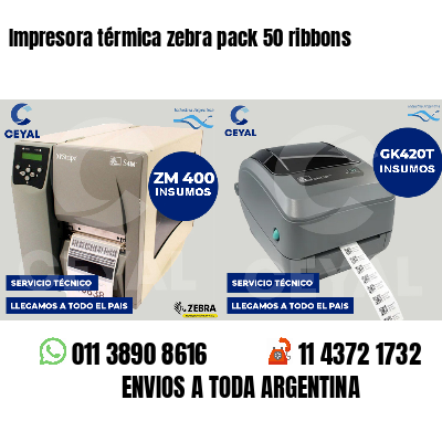 Impresora térmica zebra pack 50 ribbons