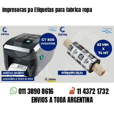 Impresoras pa Etiquetas para fabrica ropa