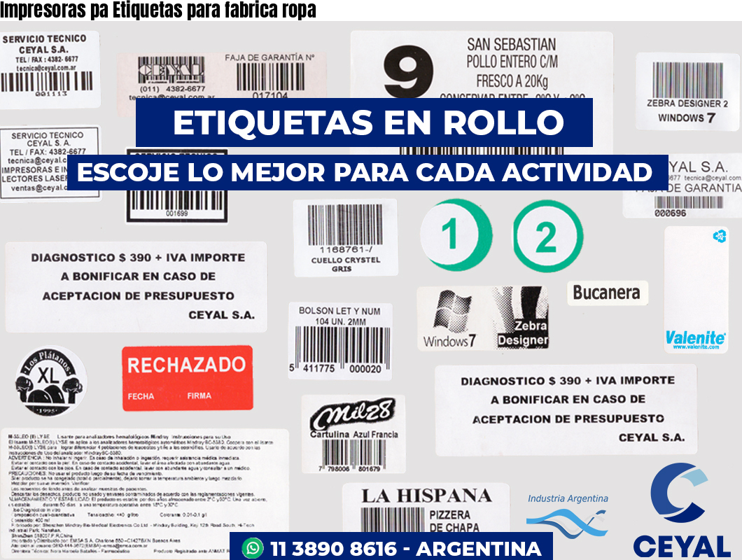 Impresoras pa Etiquetas para fabrica ropa