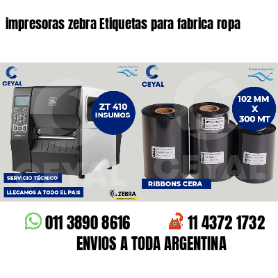 impresoras zebra Etiquetas para fabrica ropa