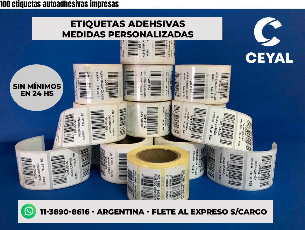 100 etiquetas autoadhesivas impresas