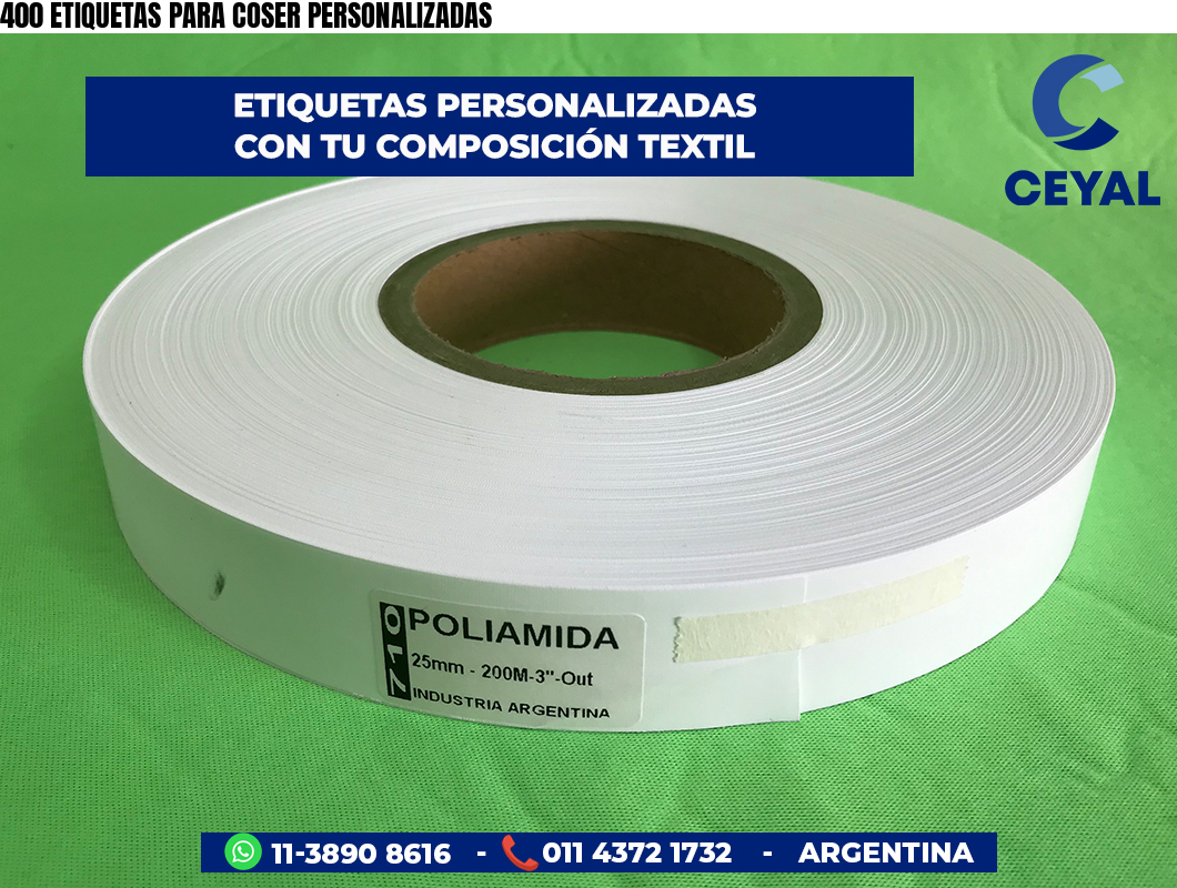 400 ETIQUETAS PARA COSER PERSONALIZADAS