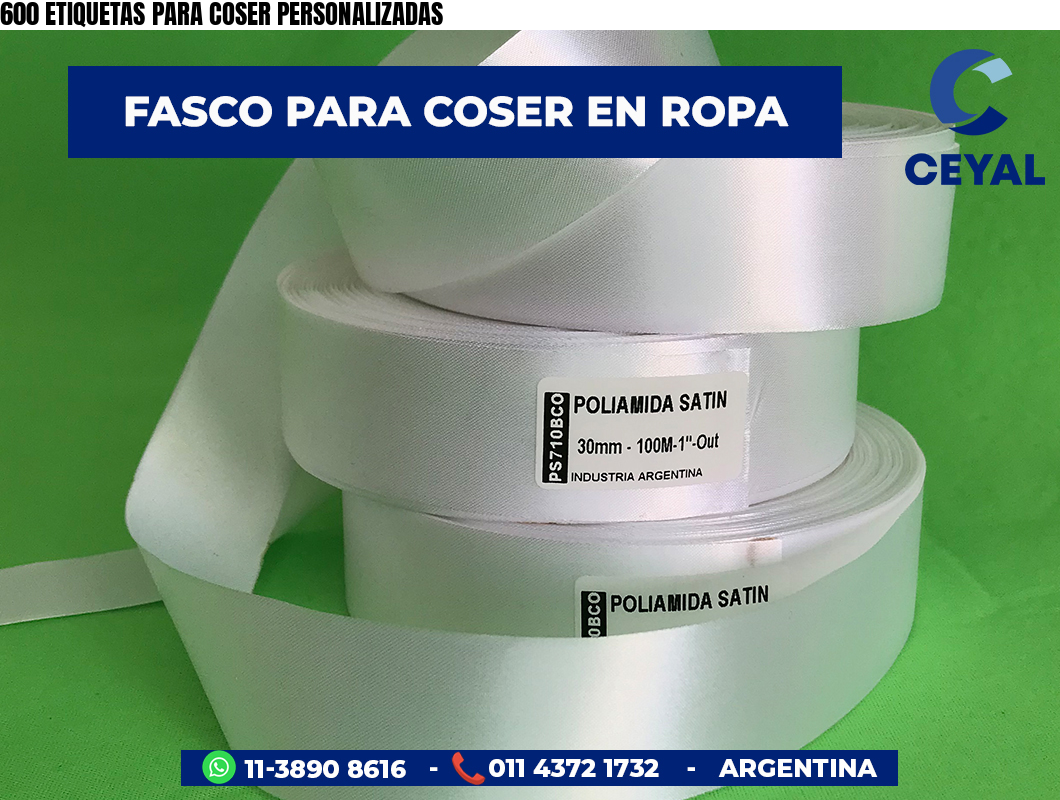 600 ETIQUETAS PARA COSER PERSONALIZADAS