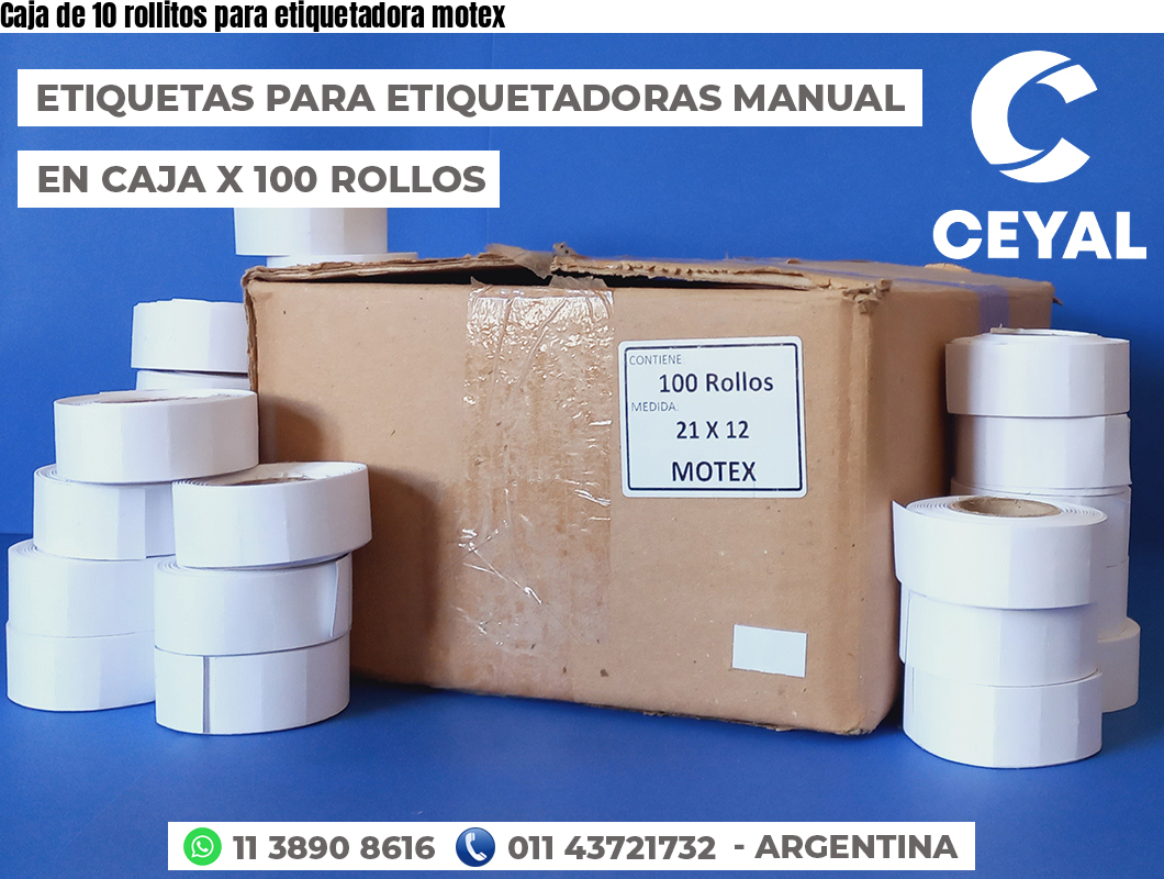 Caja de 10 rollitos para etiquetadora motex