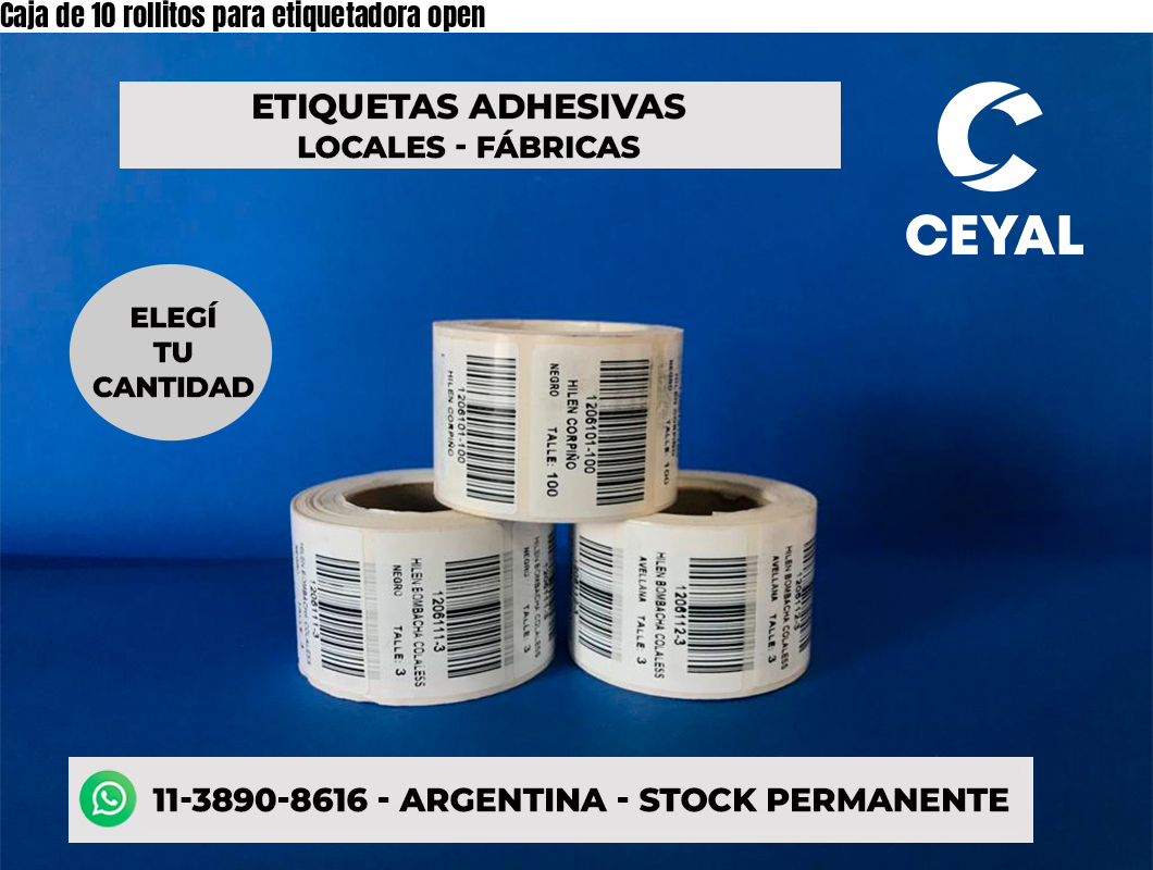 Caja de 10 rollitos para etiquetadora open