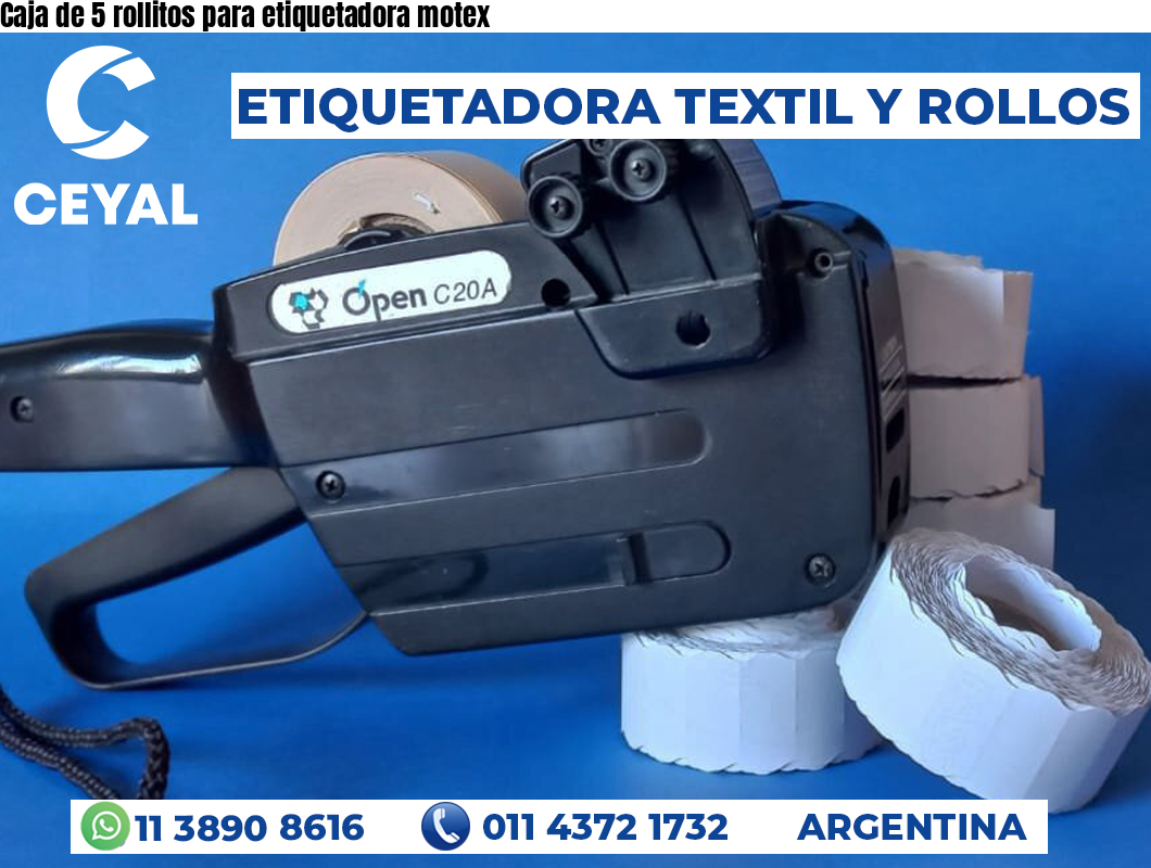 Caja de 5 rollitos para etiquetadora motex