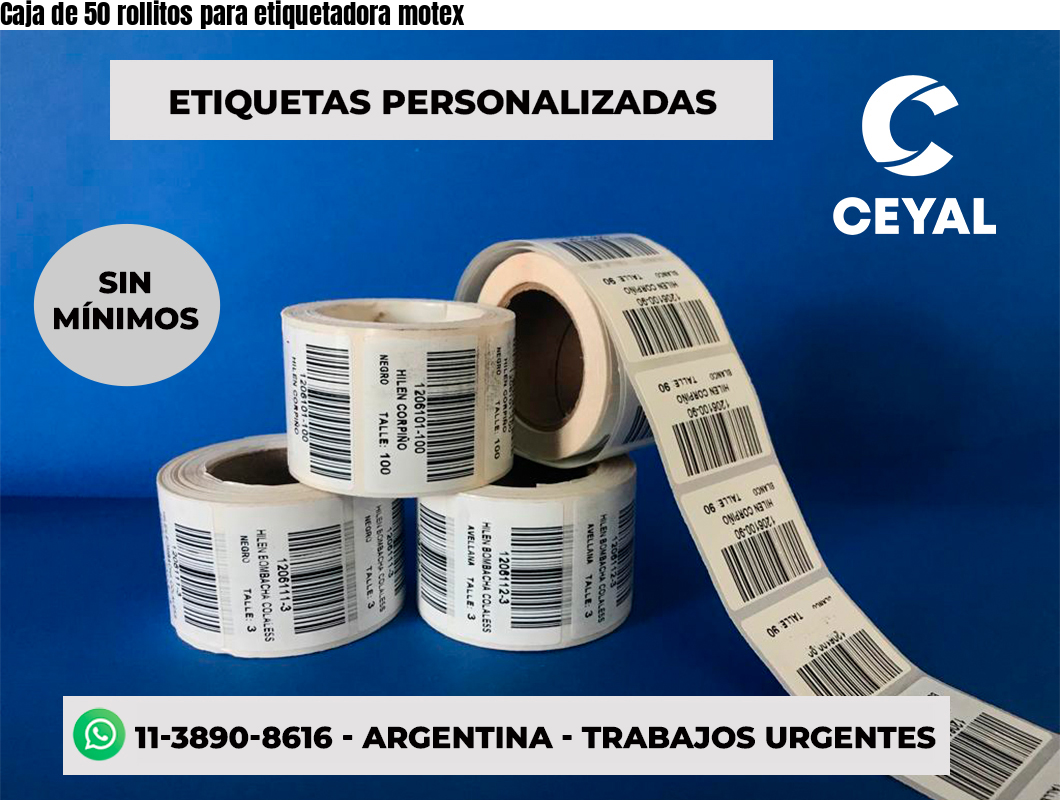 Caja de 50 rollitos para etiquetadora motex