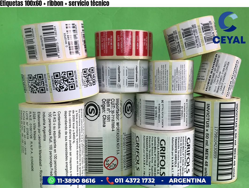 Etiquetas 100x60 ribbon servicio técnico