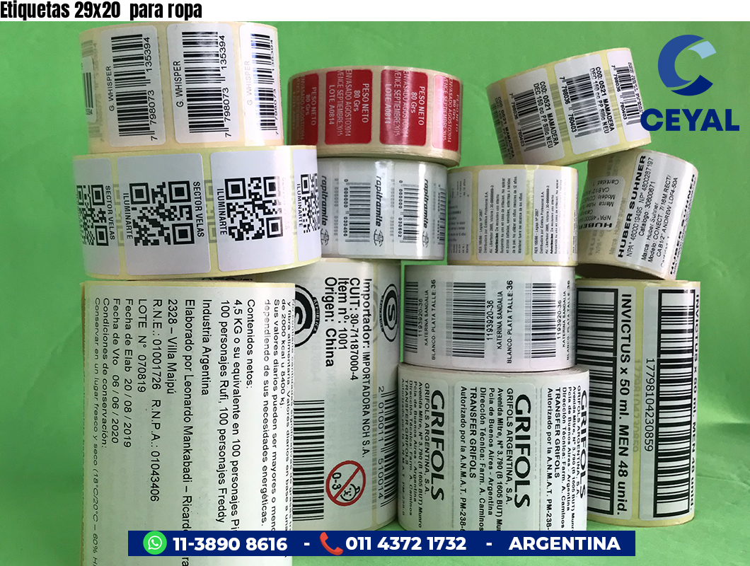 Etiquetas 29x20 para ropa