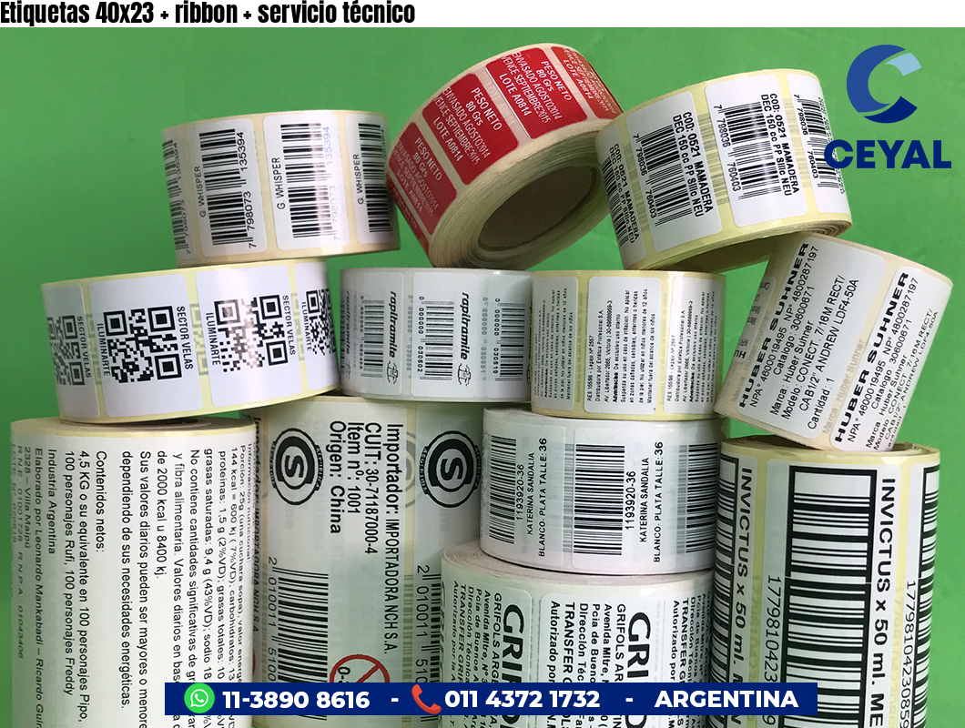Etiquetas 40x23 ribbon servicio técnico