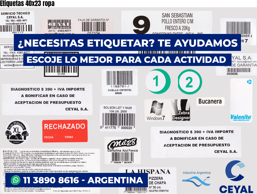 Etiquetas 40x23 ropa