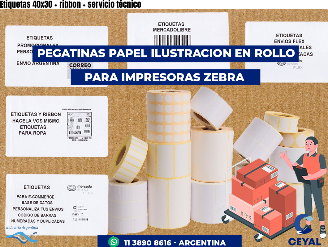 Etiquetas 40x30 ribbon servicio técnico