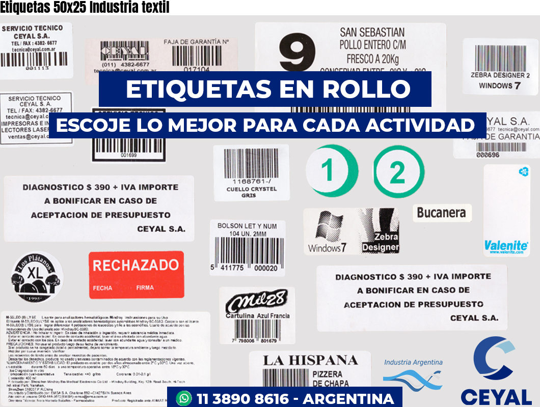 Etiquetas 50x25 Industria textil
