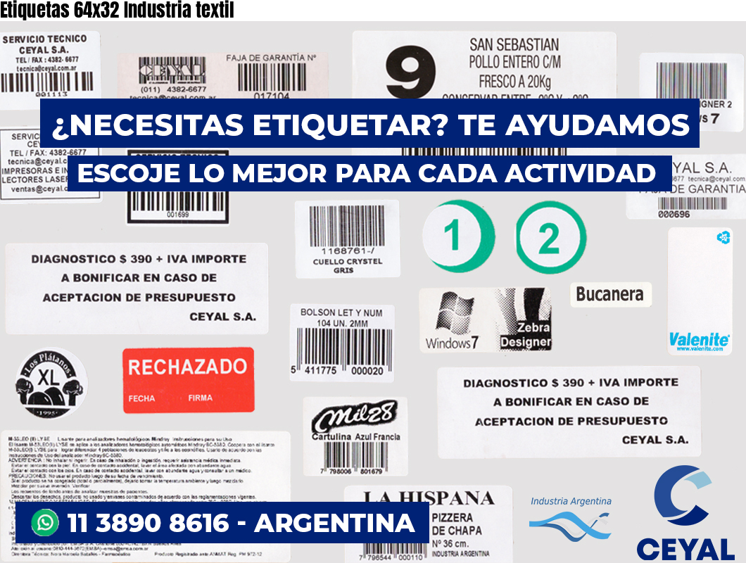 Etiquetas 64x32 Industria textil