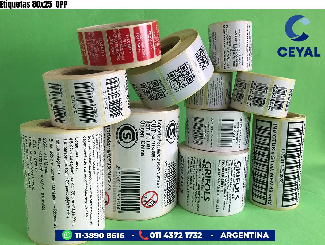 Etiquetas 80x25 OPP