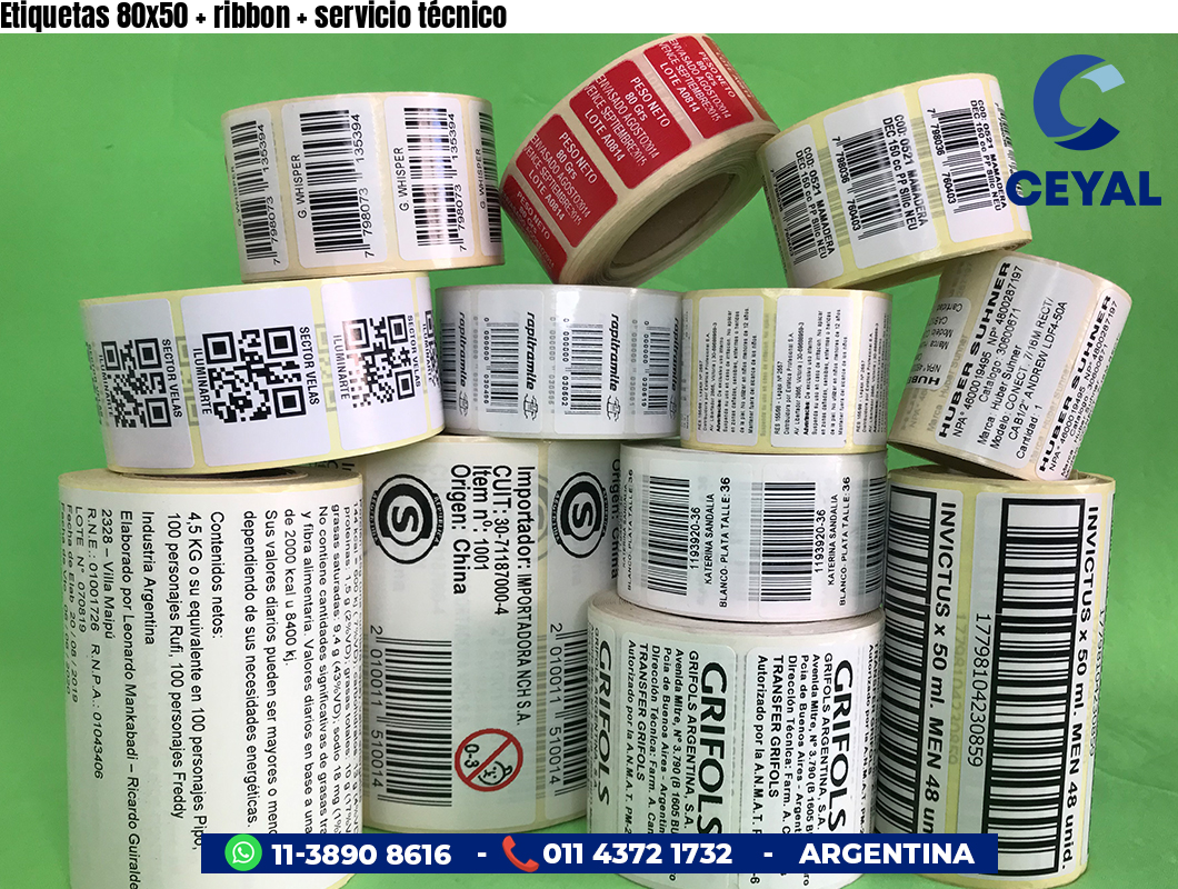 Etiquetas 80x50 ribbon servicio técnico