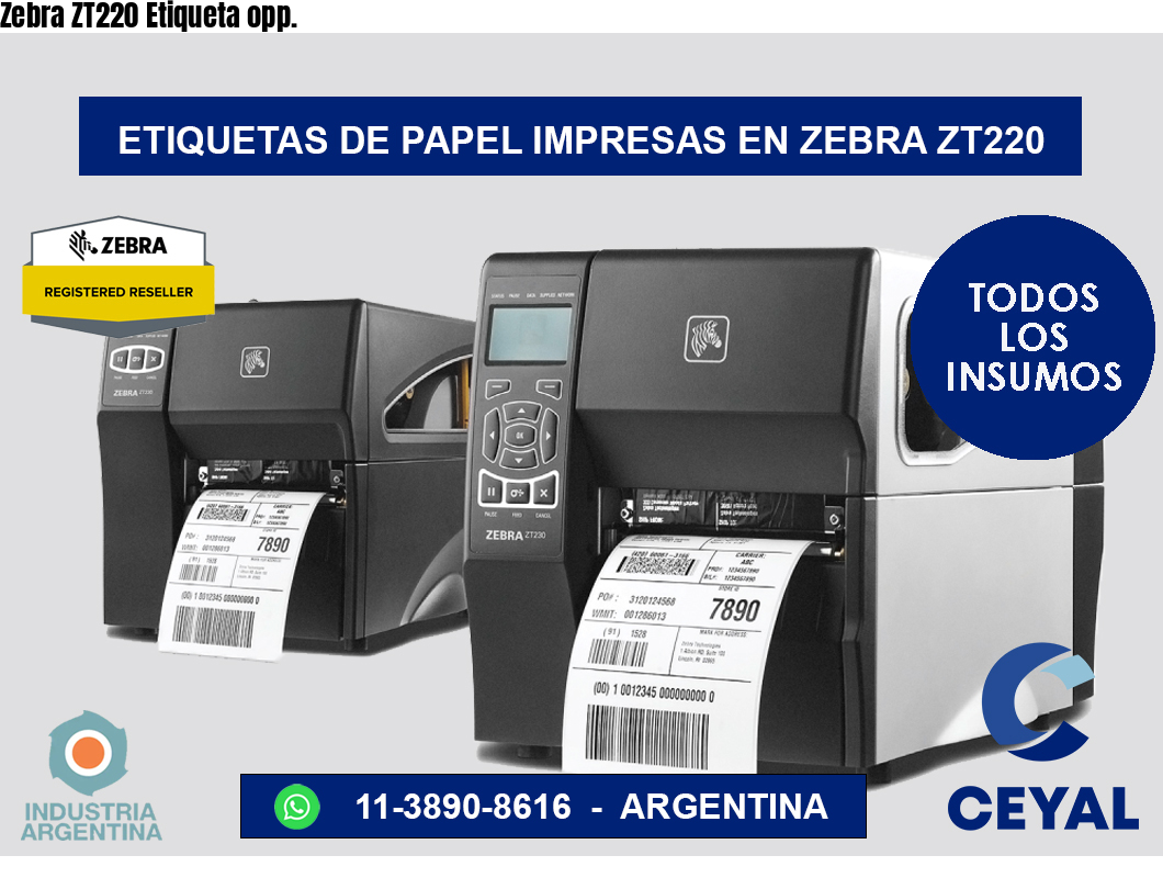 Zebra ZT220 Etiqueta opp.