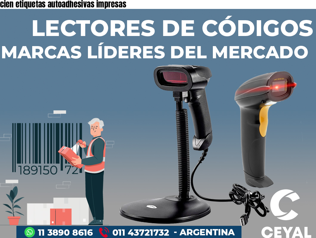 cien etiquetas autoadhesivas impresas