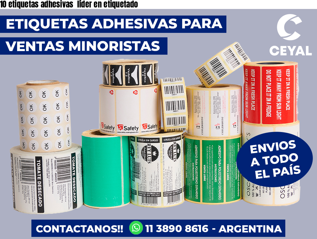10 etiquetas adhesivas líder en etiquetado