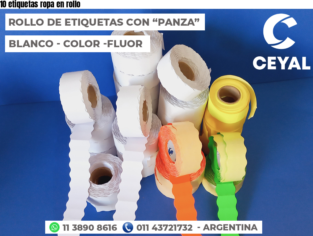 10 etiquetas ropa en rollo