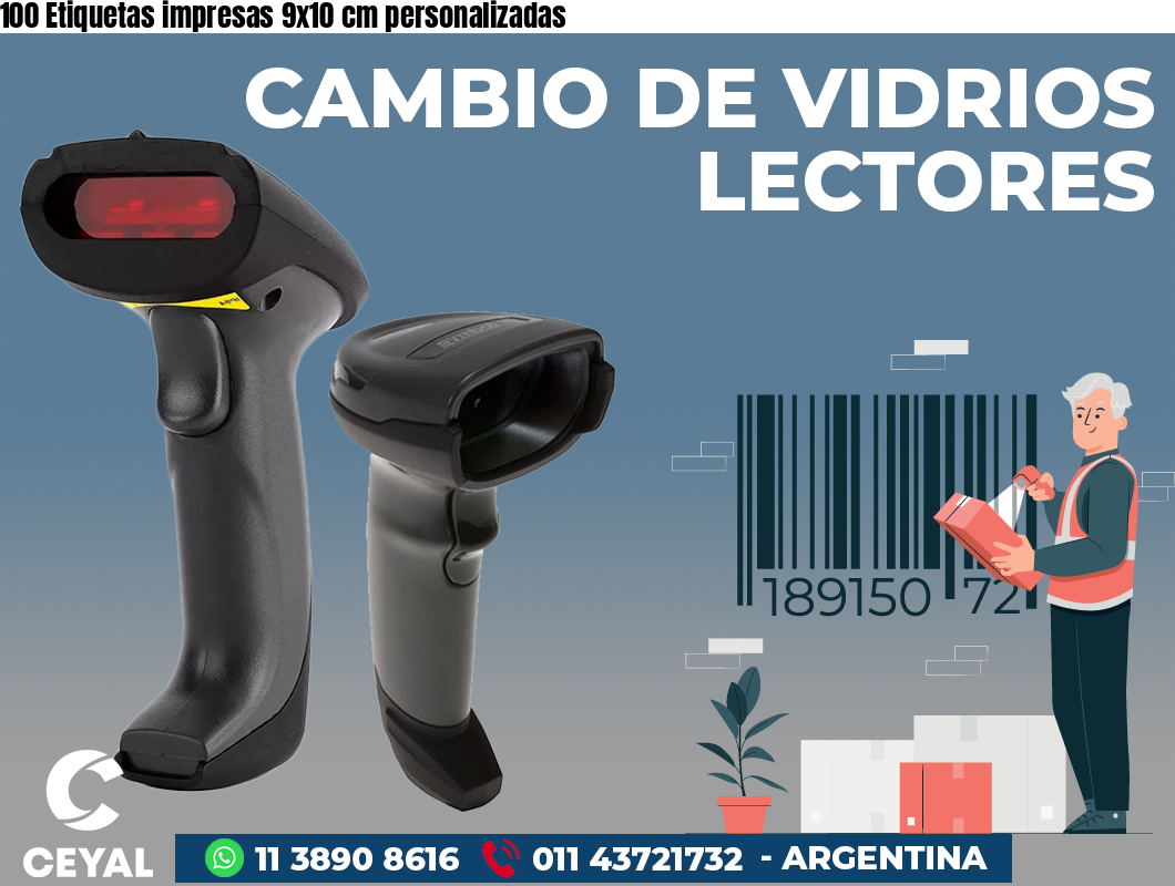 100 Etiquetas impresas 9x10 cm personalizadas