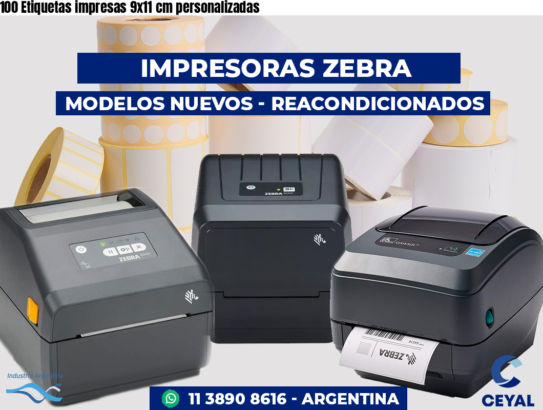 100 Etiquetas impresas 9x11 cm personalizadas