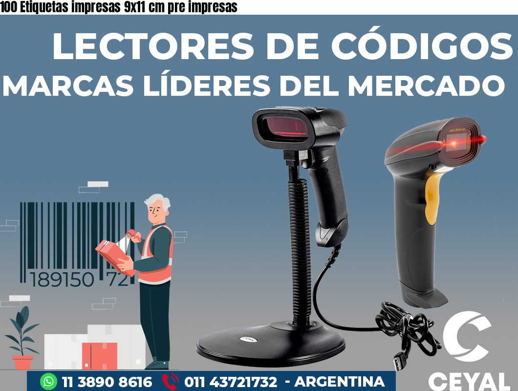 100 Etiquetas impresas 9x11 cm pre impresas