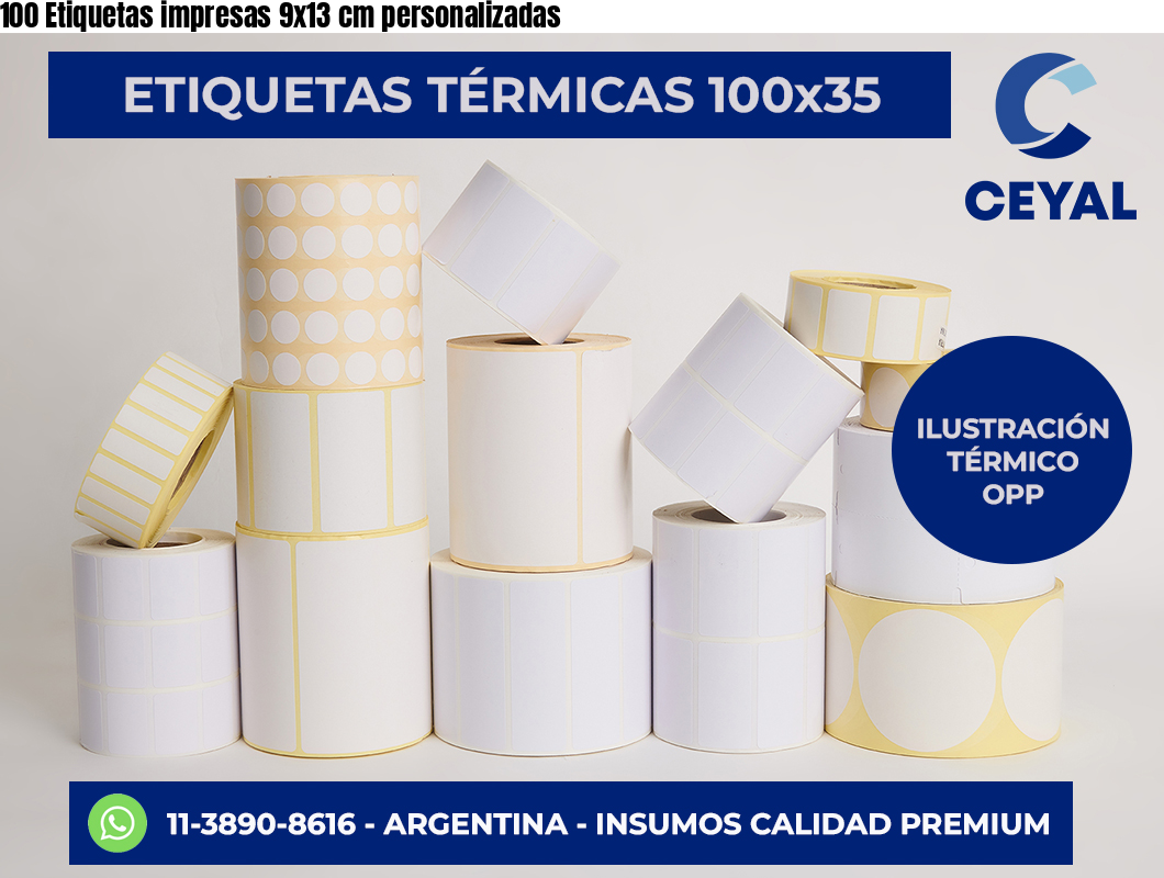 100 Etiquetas impresas 9×13 cm personalizadas