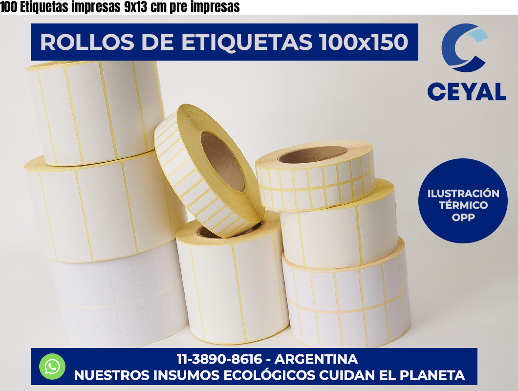 100 Etiquetas impresas 9×13 cm pre impresas