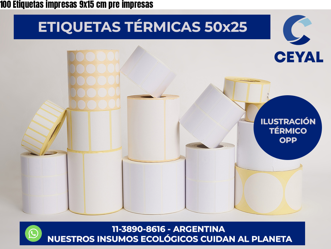100 Etiquetas impresas 9×15 cm pre impresas