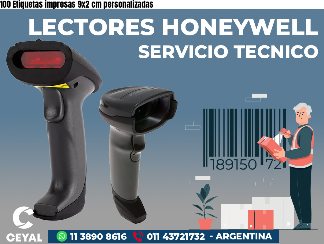 100 Etiquetas impresas 9x2 cm personalizadas