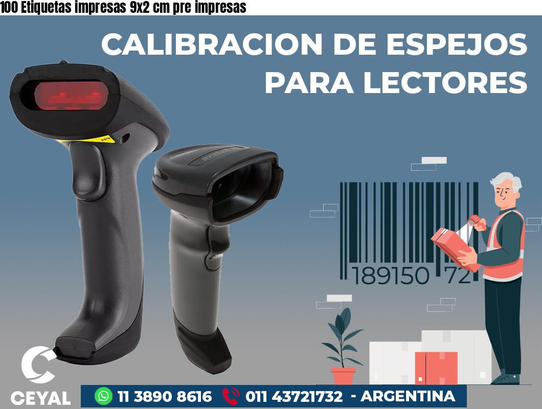 100 Etiquetas impresas 9x2 cm pre impresas